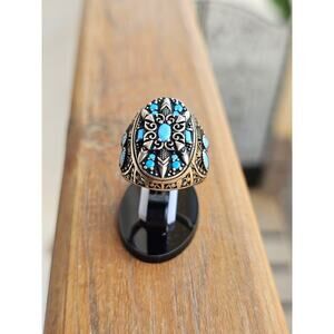 Sterling Silver & 18K White Gold Turquoise Ring